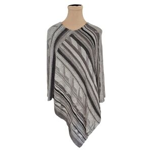 LAUREN Ralph Lauren Grey Striped Pull Over Poncho Sz PM/L